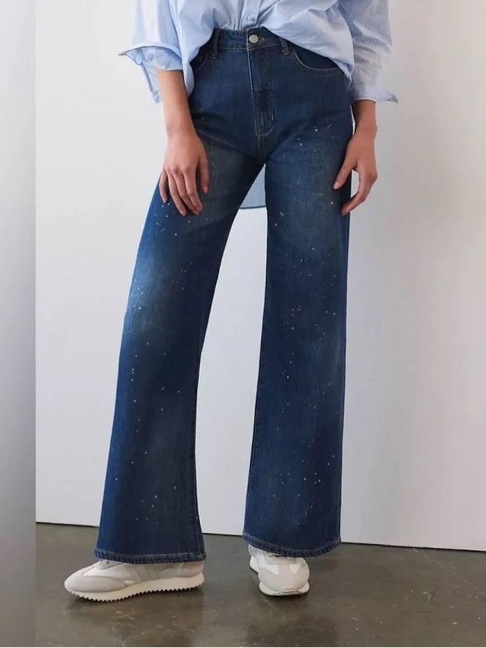 Pilcro x Anthropologie The Annie Wide Leg Jeans Paint Splatter Size 26